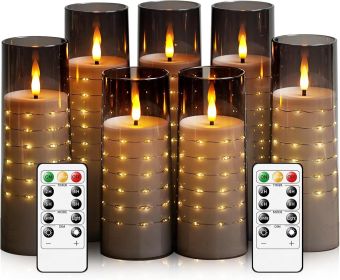 Flameless LED Candles with Embedded Star String, Battery Operated Candles with Remote Control
