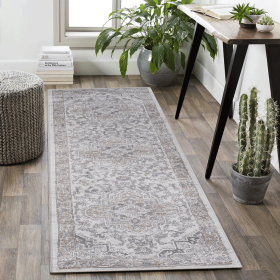 LOOM & LUXE Collection 2X8 Ivory/Beige/Oriental Non-Shedding Living Room Bedroom Dining Home Office Stylish and Stain Resistant Area Rug