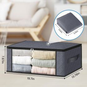 Storage 3-Pack Clothes Organizer Storage Bags Foldable Storage Box with Large Clear Window Sturdy Handles for Closet, Dorm, Pillows, Bedding, Clo