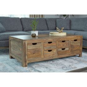 Salishan Natural Sheesham 6-Drawer Coffee Table