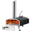 Portable Outdoor Oven, 12-inch Pizza Oven, Pellet & Chips & Charcoal Tri-Fuel, Iron Spray Pizza Grill, Includes Pizza Stone, Waterproof Cover, Shovel