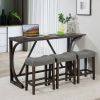 4-Piece Bar Table Set with Power Outlet, Dining Bar Table and Chairs Set,Bar Table Set with 3 Padded Stools for Living Room, Dining Room, Game Room