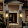 2-Pack 22.0" Outdoor Wall Lantern with Dusk to Dawn Sensor, Matte Black Finish, Clear Glass Panels, Weatherproof Exterior Light for Porch, Patio