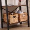 Xemussa 1-piece hand woven natural water hyacinth rectangular storage basket with inner handle wicker basket, storage basket