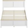 Full Bed Frame with Headboard, Modern Platform Bed Frame with Wooden Slats, No Box Spring Needed, Easy Assembly, White