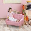 Toddler Sofa Pink 2-Seat Durable Linen Wood Frame Seating for Kids 3-6 Years Nursery Room Couch