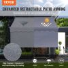 VEVOR Manual Retractable Awning, 118" Outdoor Retractable Patio Awning Sunshade Shelter