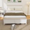 Full Bed Frame with Headboard, Modern Platform Bed Frame with Wooden Slats, No Box Spring Needed, Easy Assembly, White