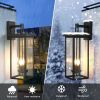 2-Pack 22.0" Outdoor Wall Lantern with Dusk to Dawn Sensor, Matte Black Finish, Clear Glass Panels, Weatherproof Exterior Light for Porch, Patio