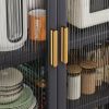 Open-door kitchen shelving Floor-to-ceiling multilevel household microwave storage cabinet bowls side cabinets cabinets Storage cabinets Grey color