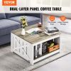 31.5" Farmhouse Coffee Table, Square Coffee Table with Open Storage Compartment, Wooden Rustic Cocktail Table for Living Room, Bedroom, Apartment
