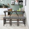 4-Piece Bar Table Set with Power Outlet, Dining Bar Table and Chairs Set,Bar Table Set with 3 Padded Stools for Living Room, Dining Room, Game Room