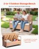Outdoor Storage Bench, 2-Person PE Rattan Storage Bench, 70 Gal Deck Box with Cushion, Supports up to 265 lbs