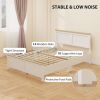 Full Bed Frame with Headboard, Modern Platform Bed Frame with Wooden Slats, No Box Spring Needed, Easy Assembly, White
