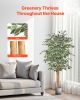 5FT Artificial Ficus Tree with Black Pot, Tall Faux Ficus Plant with Natural Wood Trunk and Realistic Green Leaves, Indoor Fake Silk Tree for Home