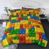 3pcs Funny Dot Building Blocks Comforter Set Colorful Bricks Thin Bedding Duvet Game Summer Quilt Set Queen Size(temu can only be self-picked up)