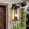 2-Pack 22.0" Outdoor Wall Lantern with Dusk to Dawn Sensor, Matte Black Finish, Clear Glass Panels, Weatherproof Exterior Light for Porch, Patio