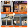 2-Pack 22.0" Outdoor Wall Lantern with Dusk to Dawn Sensor, Matte Black Finish, Clear Glass Panels, Weatherproof Exterior Light for Porch, Patio