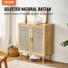 Rattan Cabinet, Rattan Storage Cabinet with 2 Magnetic Doors and Adjustable Shelves, Sideboard Buffet Cabinet for Hallway, Entryway, Living Room