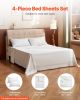 VEVOR 4-Piece Bed Sheet Set - Queen Size, 100% Bamboo Fiber Bedding Set, Cooling, Breathable & Shrink-Resistant Luxury Bed Sheet with Deep Pocket
