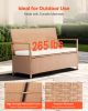 Outdoor Storage Bench, 2-Person PE Rattan Storage Bench, 70 Gal Deck Box with Cushion, Supports up to 265 lbs