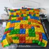 3pcs Funny Dot Building Blocks Comforter Set Colorful Bricks Thin Bedding Duvet Game Summer Quilt Set Queen Size(temu can only be self-picked up)