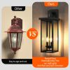 2-Pack 22.0" Outdoor Wall Lantern with Dusk to Dawn Sensor, Matte Black Finish, Clear Glass Panels, Weatherproof Exterior Light for Porch, Patio