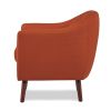 Orange Fabric Upholstered Accent Chair 1pc Espresso Finish Legs Button Tufted Solid Wood Furniture Living Room Chair