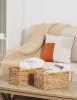 Xemussa 1-piece hand woven natural water hyacinth rectangular storage basket with inner handle wicker basket, storage basket