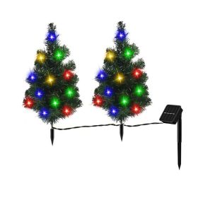 2,4,6 Pack Solar Christmas Tree Solar Powered Trail Multicolor LED Light Christmas Tree (Option: 2Packs Solar Christmas Tree)