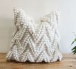 Handwoven Cotton Wool Cushion Cover Boho pillow Cover Zig-zag Pattern Pillowcase